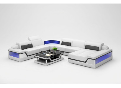 Leren hoekbank U-vorm Moderne bank Woonlandschap Leren bank.