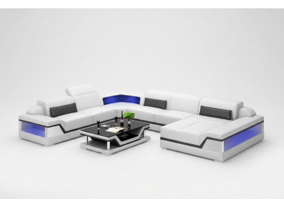 Leren hoekbank U-vorm Moderne bank Woonlandschap Leren bank.