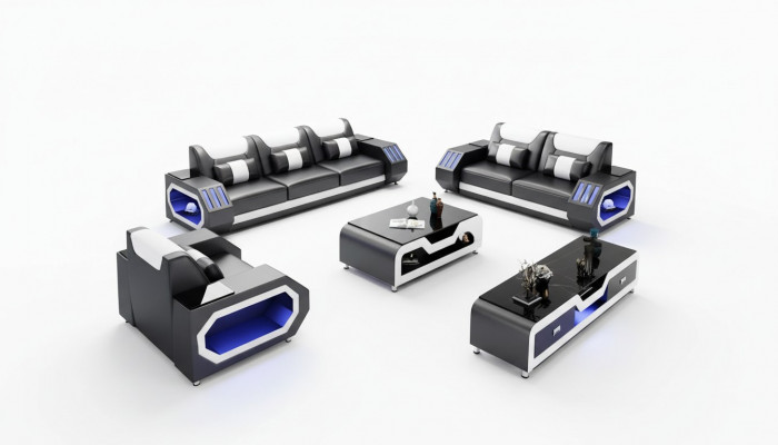Moderne lederen bankstel bank bekleding sofa garnituren lederen bank dressoir nieuw
