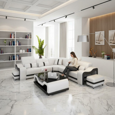 Leren bank Ontwerpbank Hoekbank L-vorm Moderne hoekbank Bekleding  Leren bank Ontwerpbank Hoekbank L-vorm Moderne hoekbank Bekleding