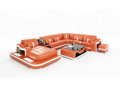 Ontwerp hoekbank U-vorm woonlandschap designerbank leren bank hoekbank stoffering.