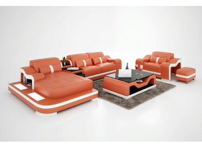 Moderne hoekbank L-vorm decoratieve fauteuil salontafel poef hoekbank gestoffeerd