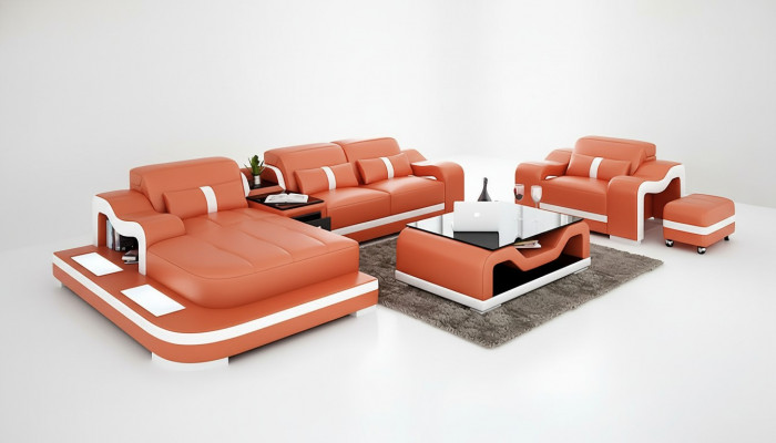 Designer Bank Hoekbank L Vorm Fauteuil Zitkussen Bekleding Woonlandschap Leren Bank