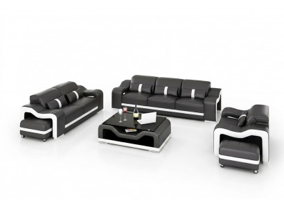 Bankstel 3-zits leren bank Moderne bank Woonlandschap Ontwerper