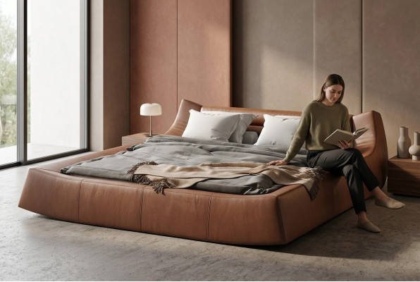 Ontwerper Bed Dubbele Bedden Modern Hotel Lederen Stoffen Tweepersoonsbed