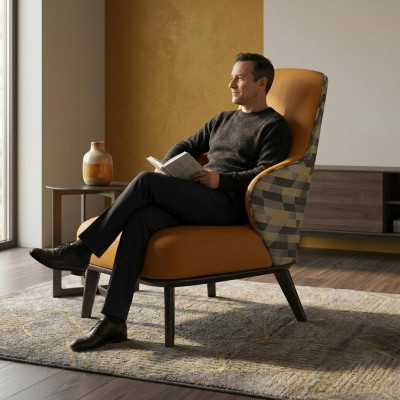 Moderne fauteuil gestoffeerde fauteuil oorbank bank designer clubstoel leuning