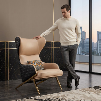 Fauteuil Designer Fauteuil Gestoffeerde Fauteuil Moderne Deco Relax Leren Fauteuil Luxe