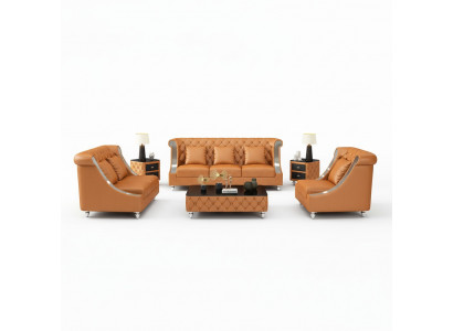 Ontwerp woonlandschap bankstel 3+2 zits leren bankstel woonkamer Chesterfield