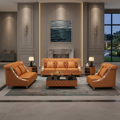 Moderne Sofa Bank 3-zits Chesterfield leren bank Driezitsbanken