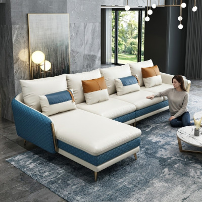 Hoekbank L-vorm Moderne bank Leren bank Decoratieve hoekbank Beklede woonlandschap