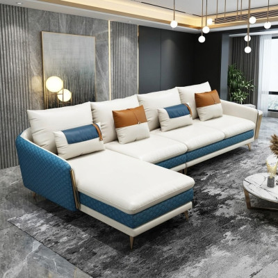 Hoekbank L-vorm Moderne bank Leren bank Decoratieve hoekbank Beklede woonlandschap