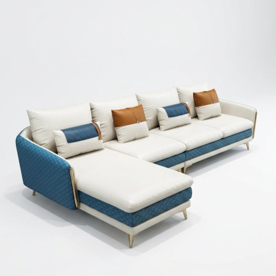 Hoekbank L-vorm Moderne bank Leren bank Decoratieve hoekbank Beklede woonlandschap