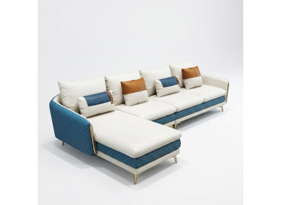 Hoekbank L-vorm Moderne bank Leren bank Decoratieve hoekbank Beklede woonlandschap