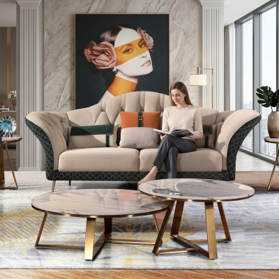 Bankstel Design Bank Leren Bank 3-zits Modern Bankstel
