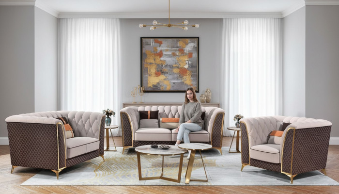Leren bank Ontwerpbank Bankstel 3-zits Moderne bank Nieuwe woonkamer