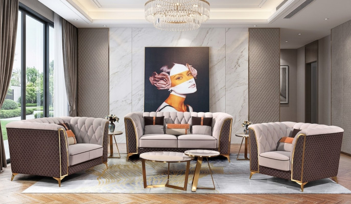 Leren bank Ontwerpbank Bankstel 3-zits Moderne bank Nieuwe woonkamer