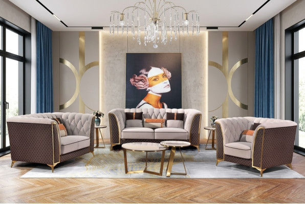Sofa set 3-zits leren bank Moderne bank Designer bank Nieuw
