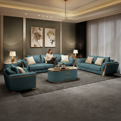 Lederen Designer Sofa Bankstel Bekleding Set 6-delig. Stel Meubels Salontafel
