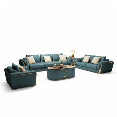 Lederen Designer Sofa Bankstel Bekleding Set 6-delig. Stel Meubels Salontafel