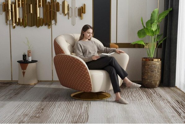 Fauteuil Éénzitter Relax 360° Draaistoel Beklede Leren Fauteuil Bank Club