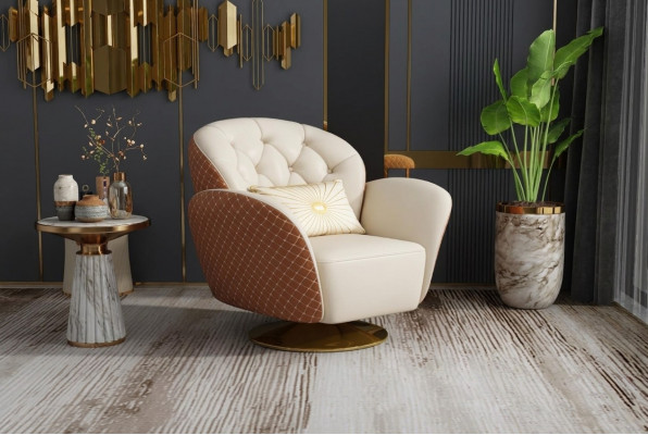 Fauteuil Éénzitter Relax 360° Draaistoel Beklede Leren Fauteuil Bank Club