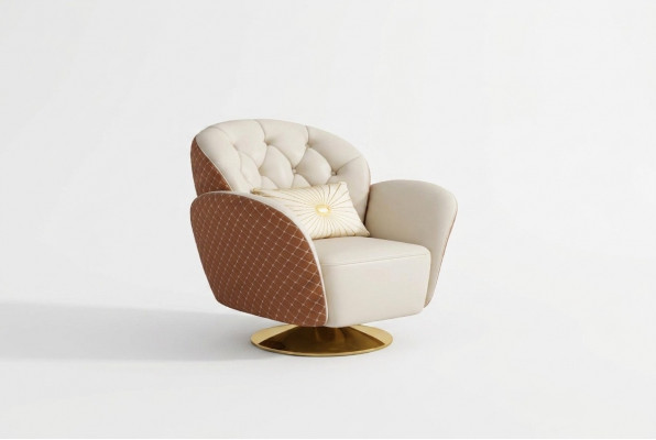 Fauteuil Éénzitter Relax 360° Draaistoel Beklede Leren Fauteuil Bank Club