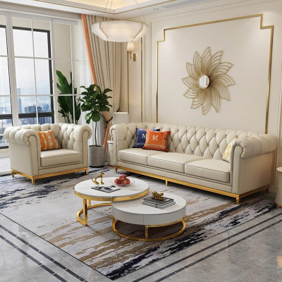 Ontwerp woonlandschap bankstel 3+1-zits Leren bank Woonkamer