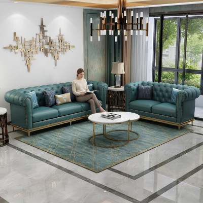 Sofaset 3+2 zits leren bank Moderne bank Designer bank Nieuw Chesterfield