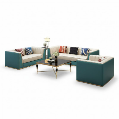 Sofagroep Designerbank Leren bankstel 3-zitter Decoratieve Moderne bank