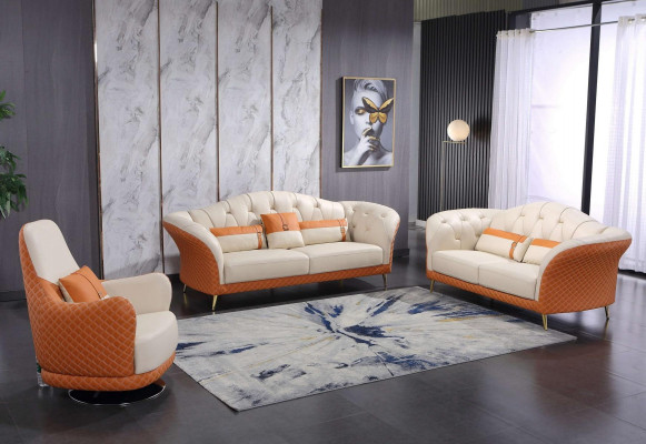 Ontwerpermeubels Bank Bankstel Bekledingsset 6-delige set Leren salontafel