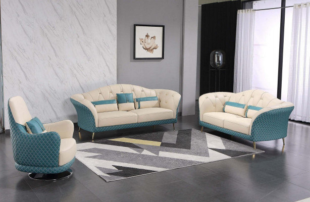 Ontwerpermeubels Bank Bankstel Bekledingsset 6-delige set Leren salontafel