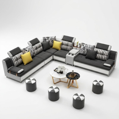 Hoekbank L-vorm Moderne bank Leren bank Kussen woonlandschap Design Bankstel Nieuw