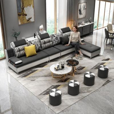 Woonlandschap hoekbank L-vorm Moderne bank Leren bank Hoekbank Bekleding