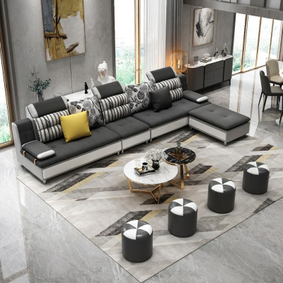Woonlandschap hoekbank L-vorm Moderne bank Leren bank Hoekbank Bekleding