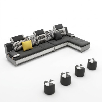 Woonlandschap hoekbank L-vorm Moderne bank Leren bank Hoekbank Bekleding
