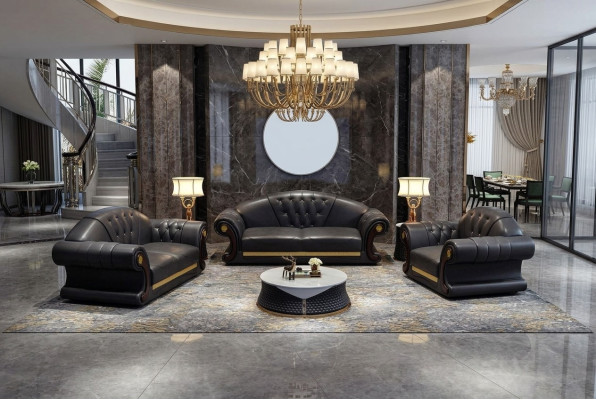 Chesterfield bankstel complete set bankstel 6-delig zitkussen bijzettafel tafel