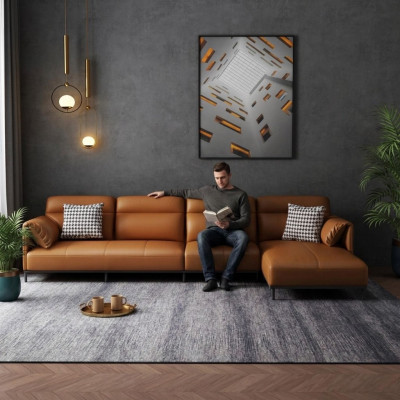 Woonkamer leren bekleding design hoekbank hoekbank bank bank L-vorm