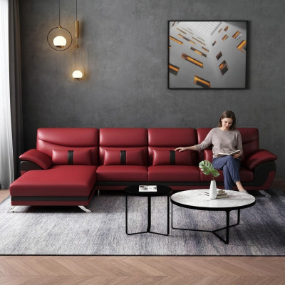 Ontwerp woonkamer leren bekleding hoekbank hoekbank bank bank L-vorm