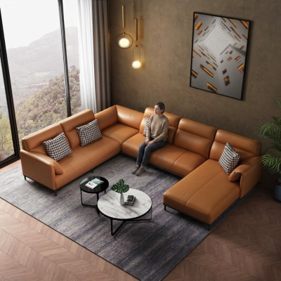 Woonkamer hoekbank design hoekbank meubels lederen bekleding bank bank