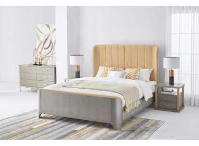Slaapkamer set Bed Nachtkastje Ontwerp Modern Bedden Groep Leer 3-delig.