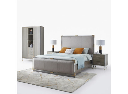 Luxe slaapkamer meubels bed 2x nachtkastje set bedden Dubai hotel meubels