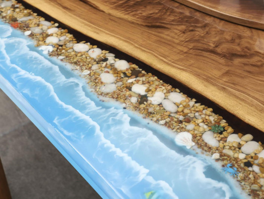 Eettafel 1 m² epoxyhars hout massief meubilair waterval epoxy tafel