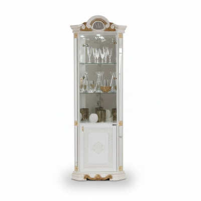 Witte hoekvitrine glazen kast vitrinekast kasten plank Italiaanse meubels.