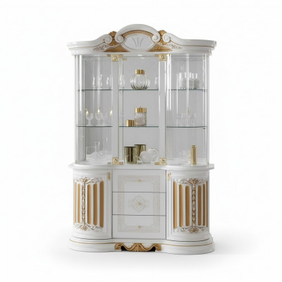 Italiaanse luxe meubelen xxl vitrine ladekast glas design kast nieuw.