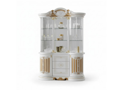 Italiaanse luxe meubelen xxl vitrine ladekast glas design kast nieuw.