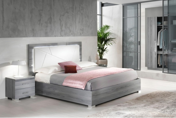 Slaapkamer 3-delig set Bed 2x Nachtkastje Console Bedden Dubbel Hotel Bekleding