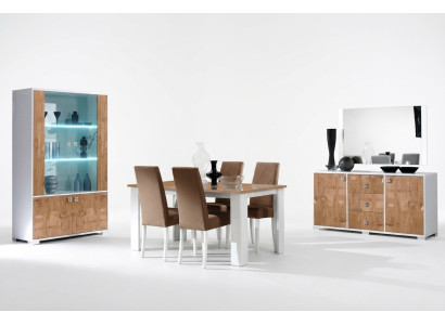 Eetkamer set met RTV tafel, 4 stoelen, vitrinekast - 7-delige complete luxe meubelset nieuw
