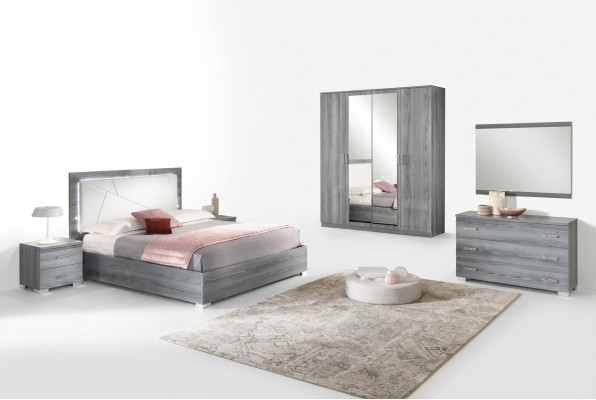 Italiaanse meubels 4-delige slaapkamerset Bed 2x nachtkastje Kledingkast Nieuw