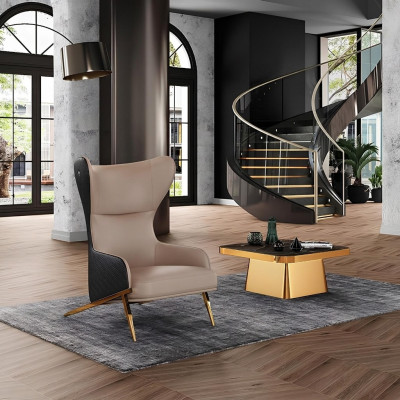 Fauteuil 74 x 90 cm Bank Bekleding Ontwerper Leer 1-Zits Zitting