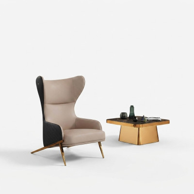 Fauteuil 74 x 90 cm Bank Bekleding Ontwerper Leer 1-Zits Zitting